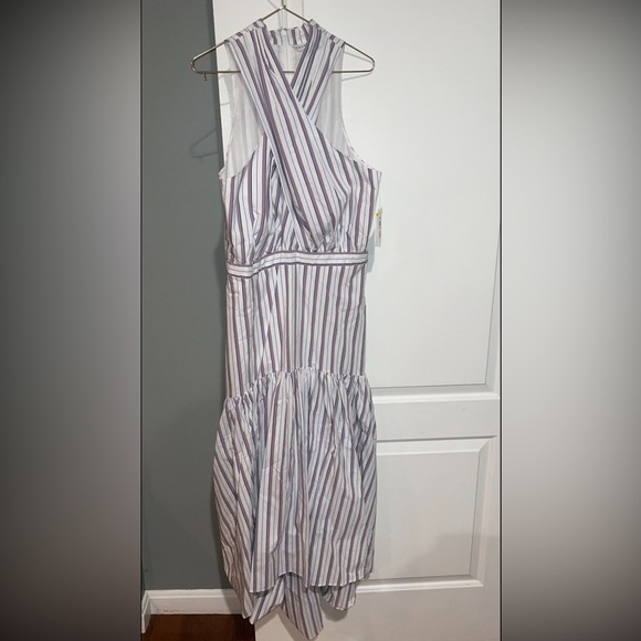 New! Veronica beard Radley Striped Halter Poplin Midi Dress 💜 size 8 NWT! - Picture 12 of 16